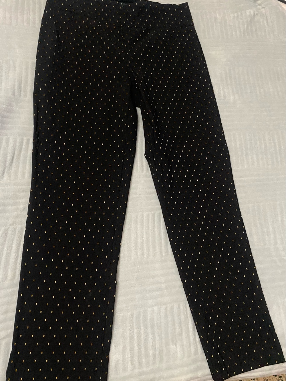 Zac & Rachel Black Leggings with Gold Pinstripe Detail